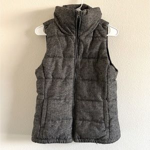 Wool Herringbone Fleece Lined Puffer Vest Size Small Old Navy